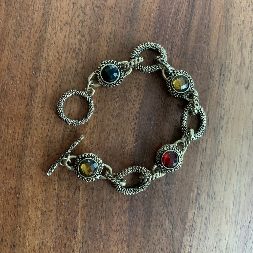 Lia Sophia gold gem toggle bracelet